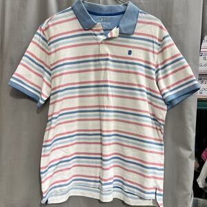 IZOD Advantage Performance Polo Shirt in a pastel stripe pattern Size XL BR2246